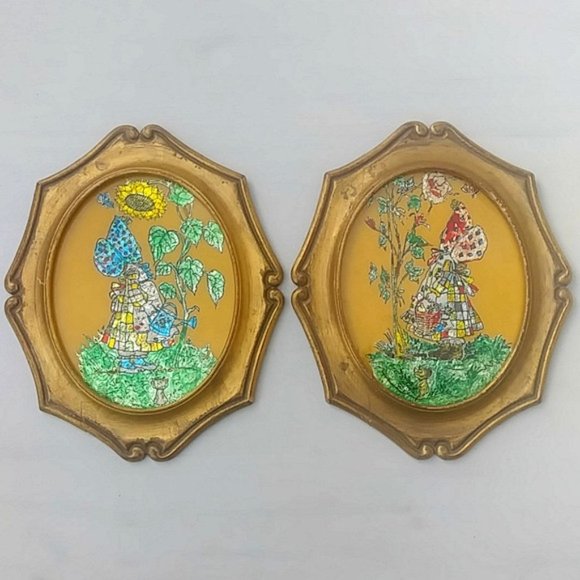 Vintage Foil Art Framed Wall Plaques - Picture 1 of 8